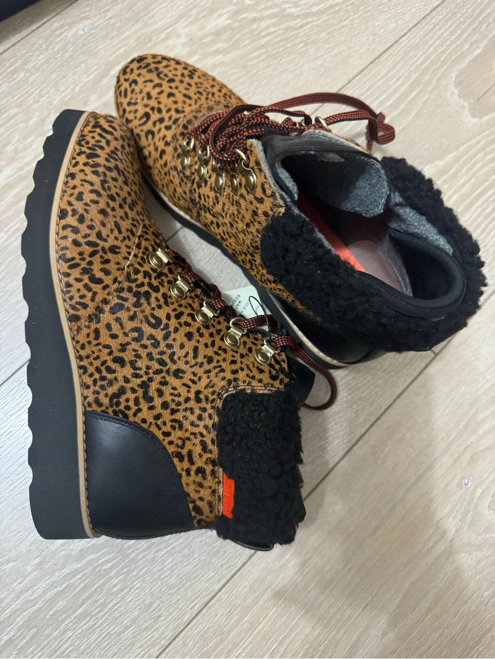 Cole Haan Leopard-Print Lace Up waterproof Boots